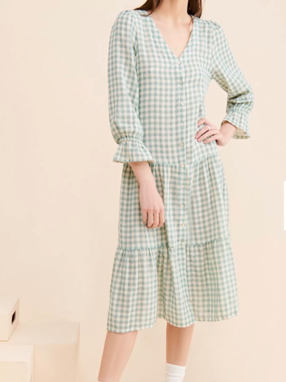 Anthropologie Little Lies Hannah Gingham Dress